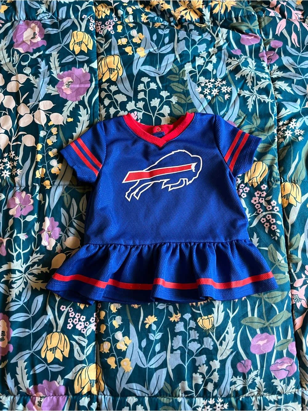 NFL Girls Blue and Red Buffalo Bills Peplum Dress Size 18 Months